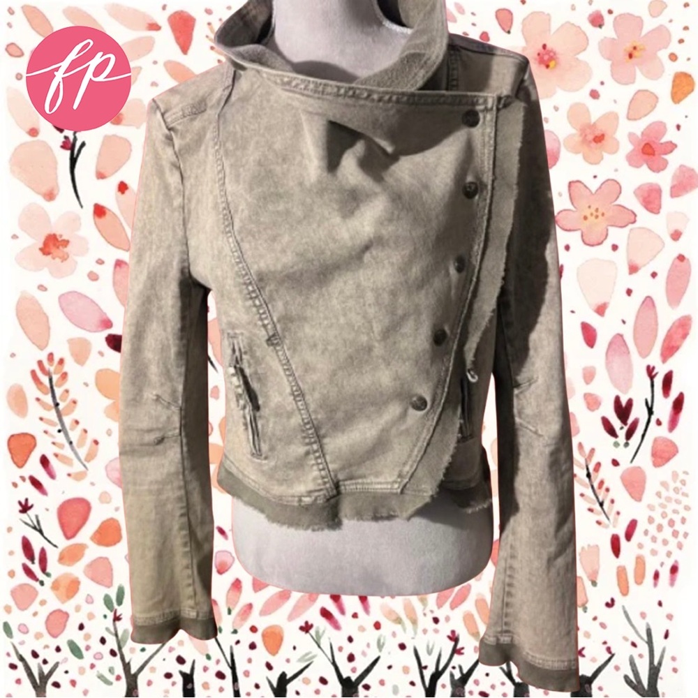 Free People Tan Asymmetrical Jean Jacket - Picture 2 of 5